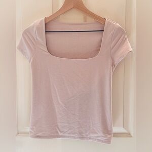 American Eagle Outfitters Lilac Double Layered Short Sleeve Square Neck Tee